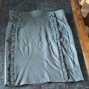 Elegant Olive Pencil Skirt with Button Details